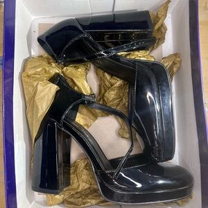 Black Patent Leather Platform Heels
